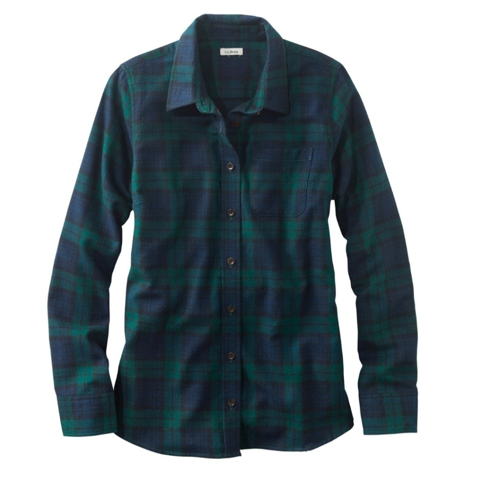 L.L. Bean Women's Green and Blue Plaid Shirt